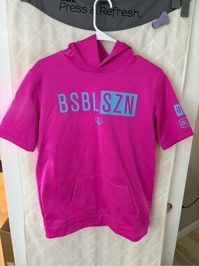 BSBL SZN Short-Sleeve Hoodie for Kids - Bright Pink